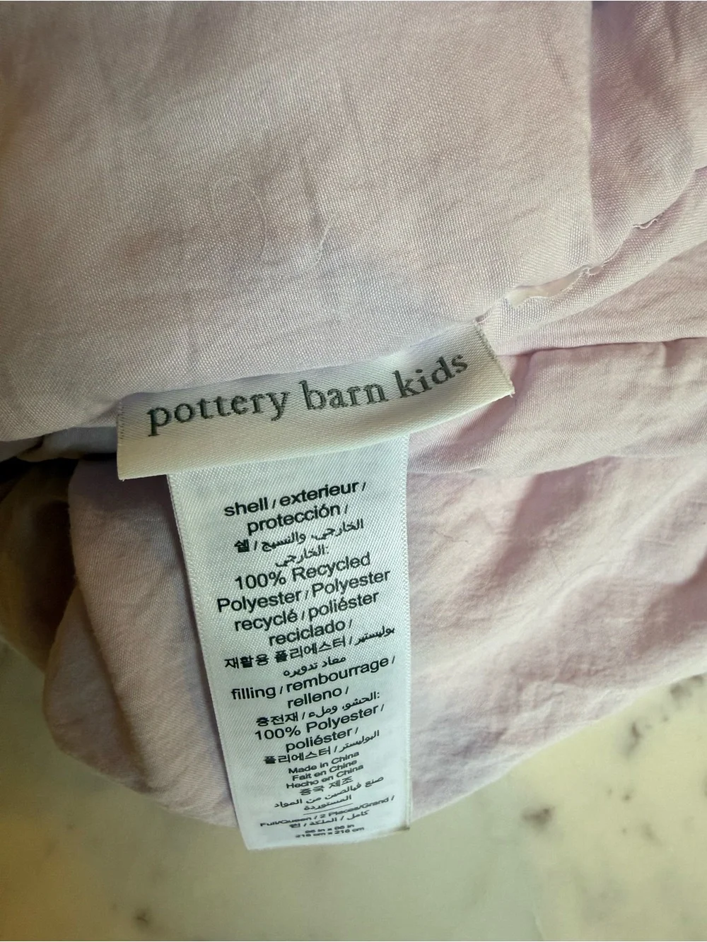 Pottery Barn Kids pale pink
